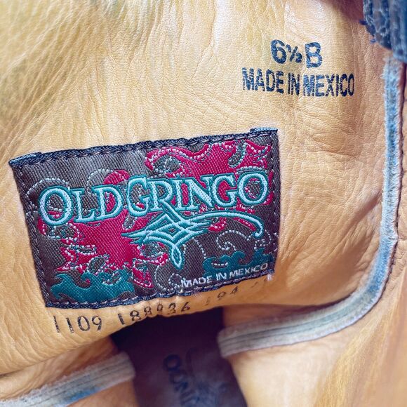 Old Gringo Polo Black Leather Cowboy Boots Embroidered Mid-Calf Western Sz‎ 6.5 - Picture 9 of 9